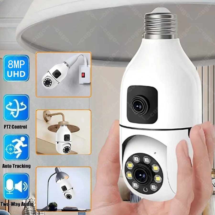 Home Cinema Wall Panels - กล้องวงจรปิดหลอดไฟ E27 ความละเอียด 8MP HD มองเห็นในเวลากลางคืน