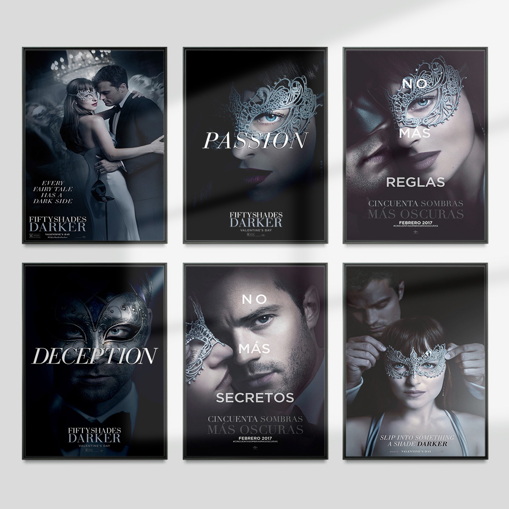 Home Cinema The Drama - Fifty Shades Darker เร้าอารมณ์โรแมนติกละครฟิล์มโปสเตอร์ภาพยนตร์พิมพ์ศิลปะภาพวาดผ้าใบวิดีโอ Room Cinema