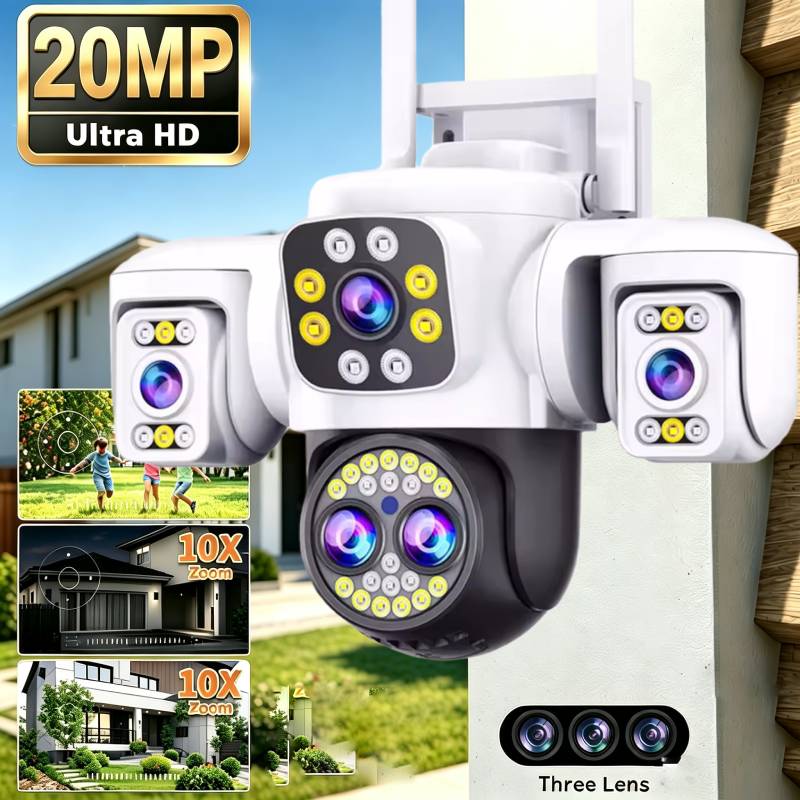 Home Cinema Wall Panels - กล้องวงจรปิด Wifi 20MP แบบสี่เลนส์ จอแสดงผลสามจอ ระบบรักษาความปลอดภัยไร้สาย