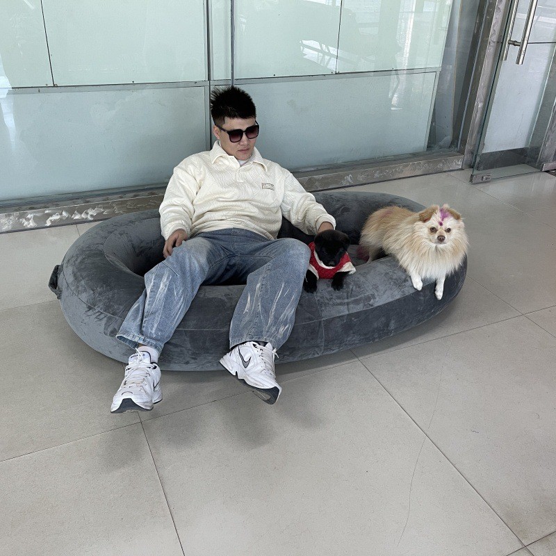 Recliner Sofa Cover - โซฟาเป่าลมพกพา PVC เก้าอี้ลมพับได้สำหรับใช้งานกลางแจ้ง พร้อมผ้าคลุมหนาพิเศษ