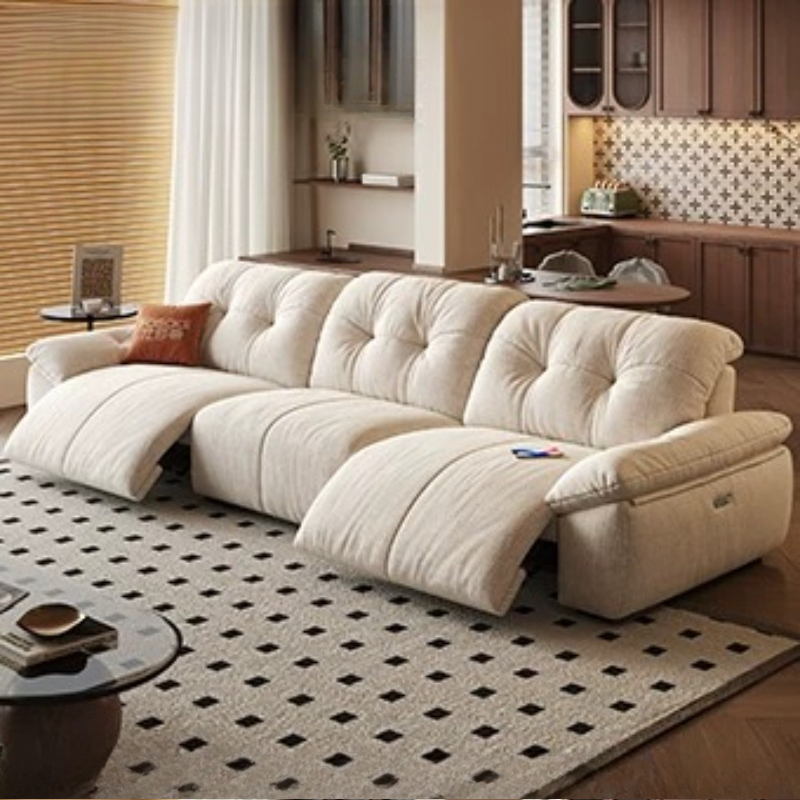 Home Cinema Room Design - โซฟาสีขาวสไตล์โมเดิร์น โซฟาปรับนอนไฟฟ้าอเนกประสงค์ โซฟาโรงภาพยนตร์ ดีไซน์มุมไฟฟ้า เฟอร์นิเจอร์ห้องนั่งเล่น โซฟาสำหรับโรงแรม