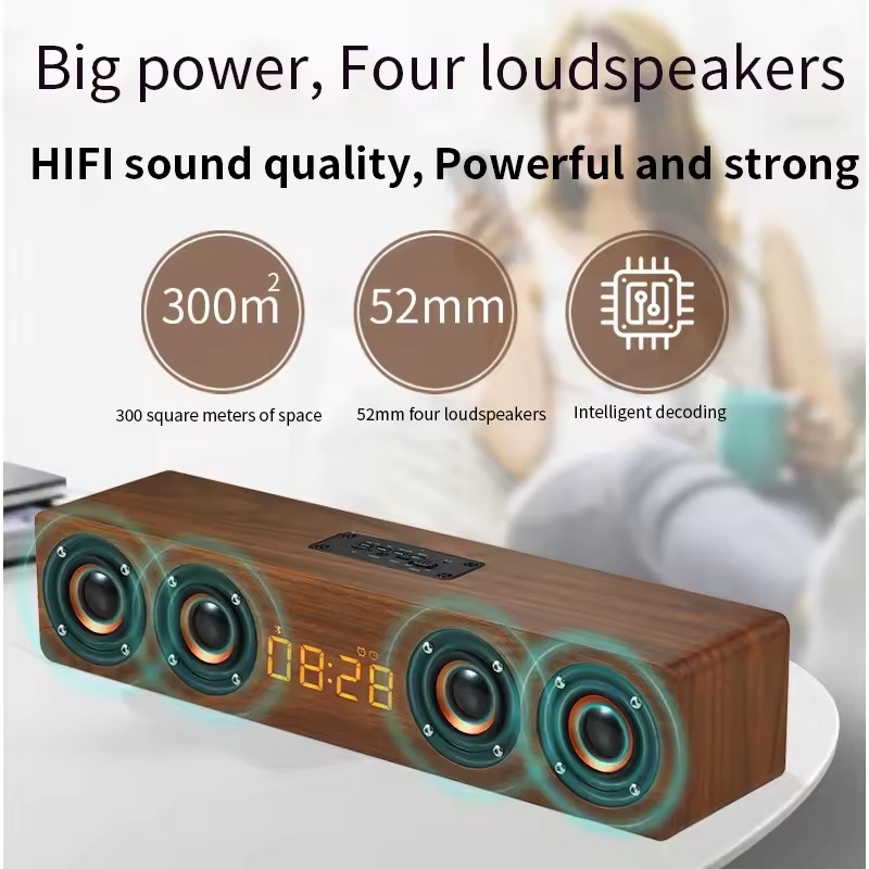 W8C 12W ลำโพงบลูทูธไม้พร้อมลำโ - Home Cinema Subwoofer บทวิจารณ์และราคา