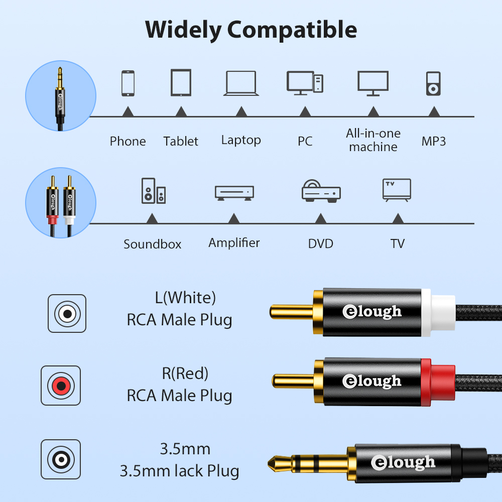 Elough สาย RCA AUX ลำโพง RCA แ - Home Cinema Beamer บทวิจารณ์และราคา